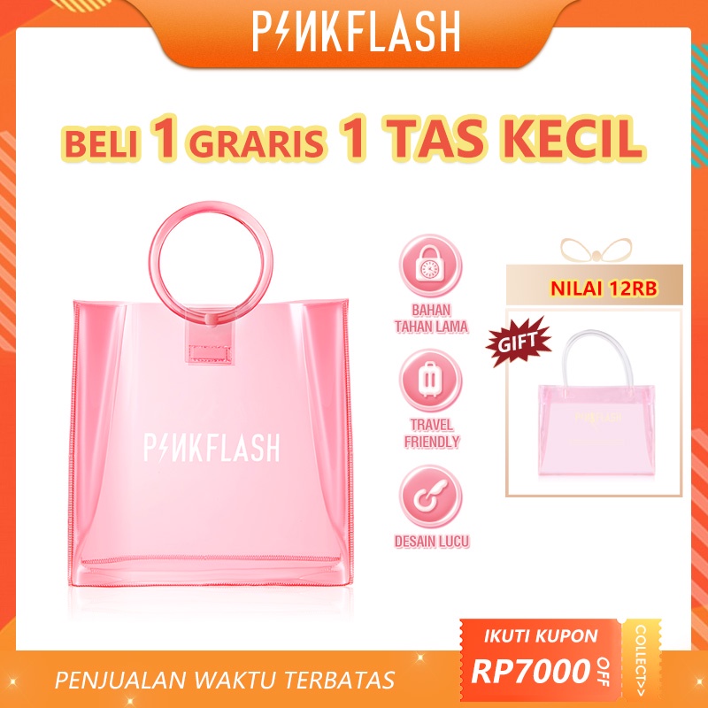PINKFLASH More&amp;More PVC Tote Bag Makeup Bag Beauty Cute Travel Cosmetics Bag Waterproof Travel Bag