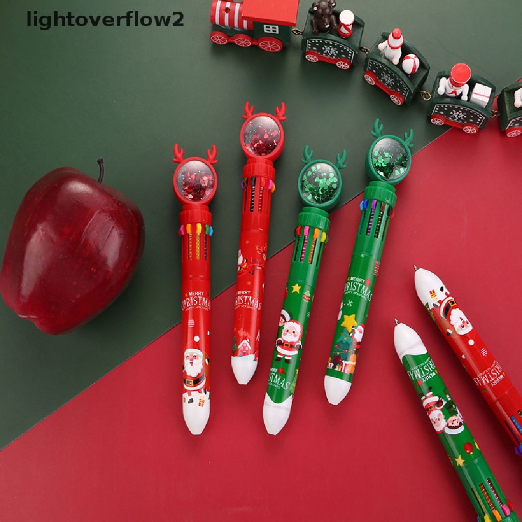 (lightoverflow2) Pulpen 10 Warna Untuk Hadiah Natal / Sekolah / Kantor