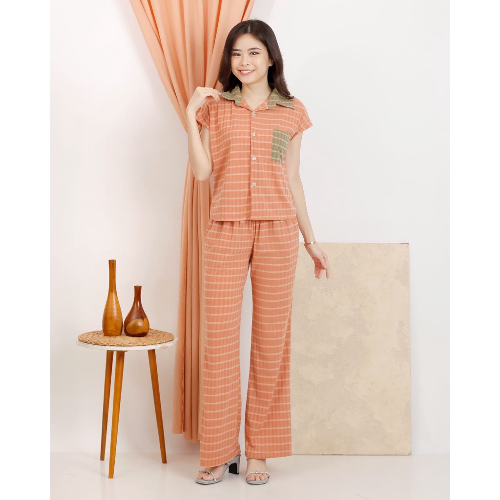 Setelan 1249 Mango Stripe Fashion Wanita