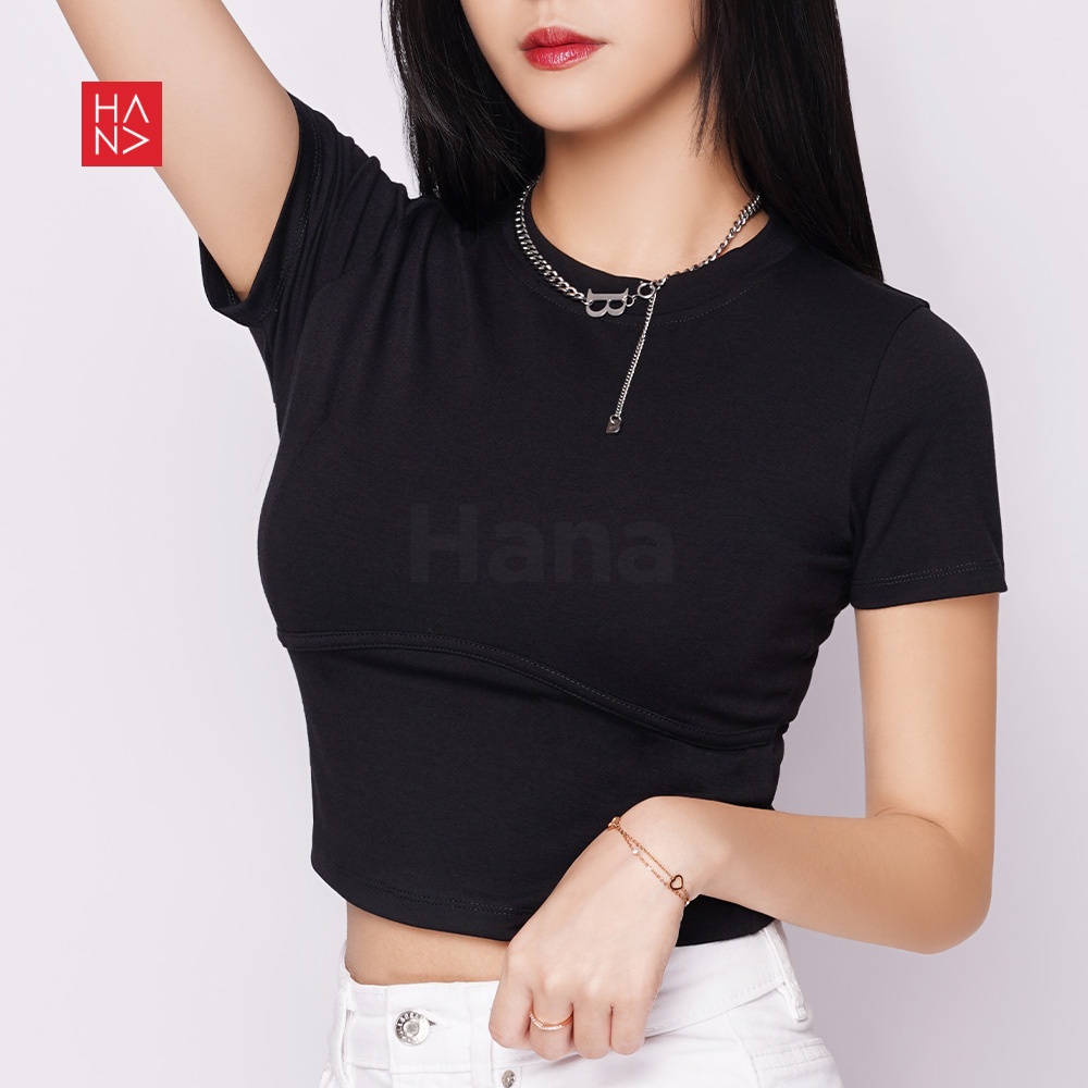 Hana Fashion - Brie T-shirt Round Neck / Kaos Wanita - TS337