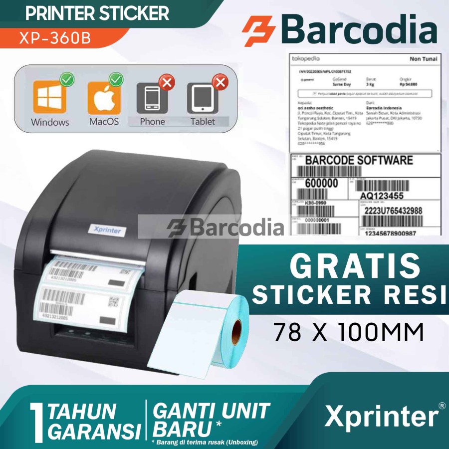 Printer Thermal Label Stiker Barcode XPRINTER XP360B USB / XP-360B USB FREE LABEL