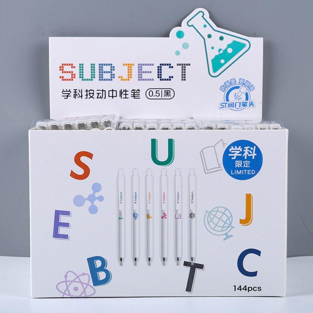 Nanas 6PCS /Set Pena Gel Perlengkapan Kantor Sekolah Alat Tulis Press Type Signature Pen