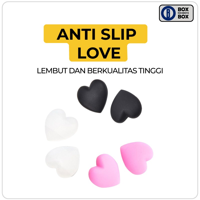 Earhook Pengait Kacamata Silicone Lembut Bentuk Love Anti Slip Penyangga / Penahan Kacamata