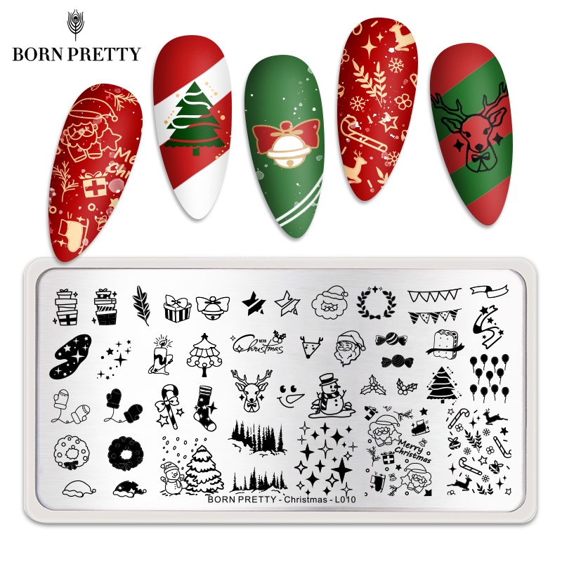 Plat Stempel Kuku Bahan Stainless Steel Motif Natal Untuk Manicure