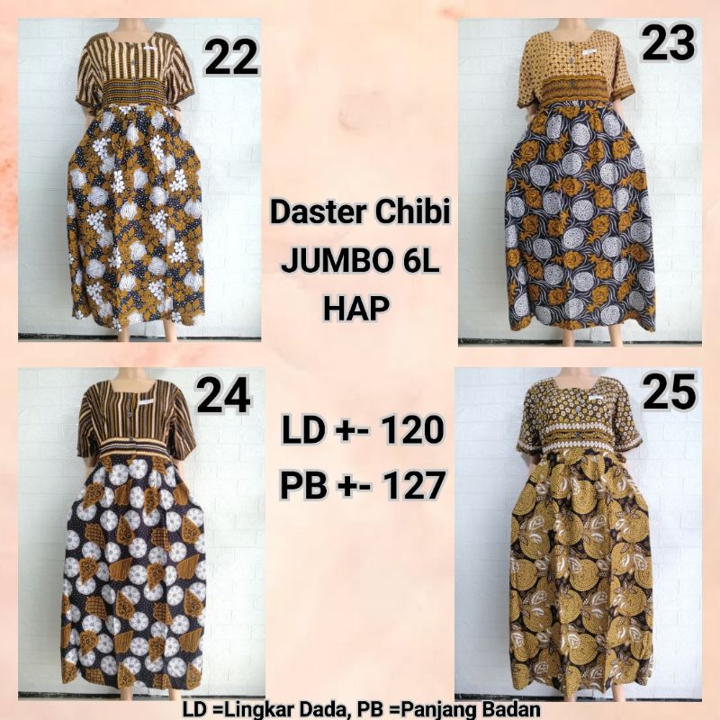 DASTER CHIBI LENGAN PENDEK JUMBO 6L COKLAT ADEM BUSUI FRIENDLY