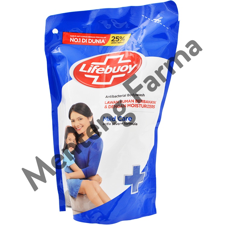 Lifebuoy Sabun Mandi Cair Refill Mild Care 400 ML - Sabun Antibakteri ActivSilver dan Milk Cream