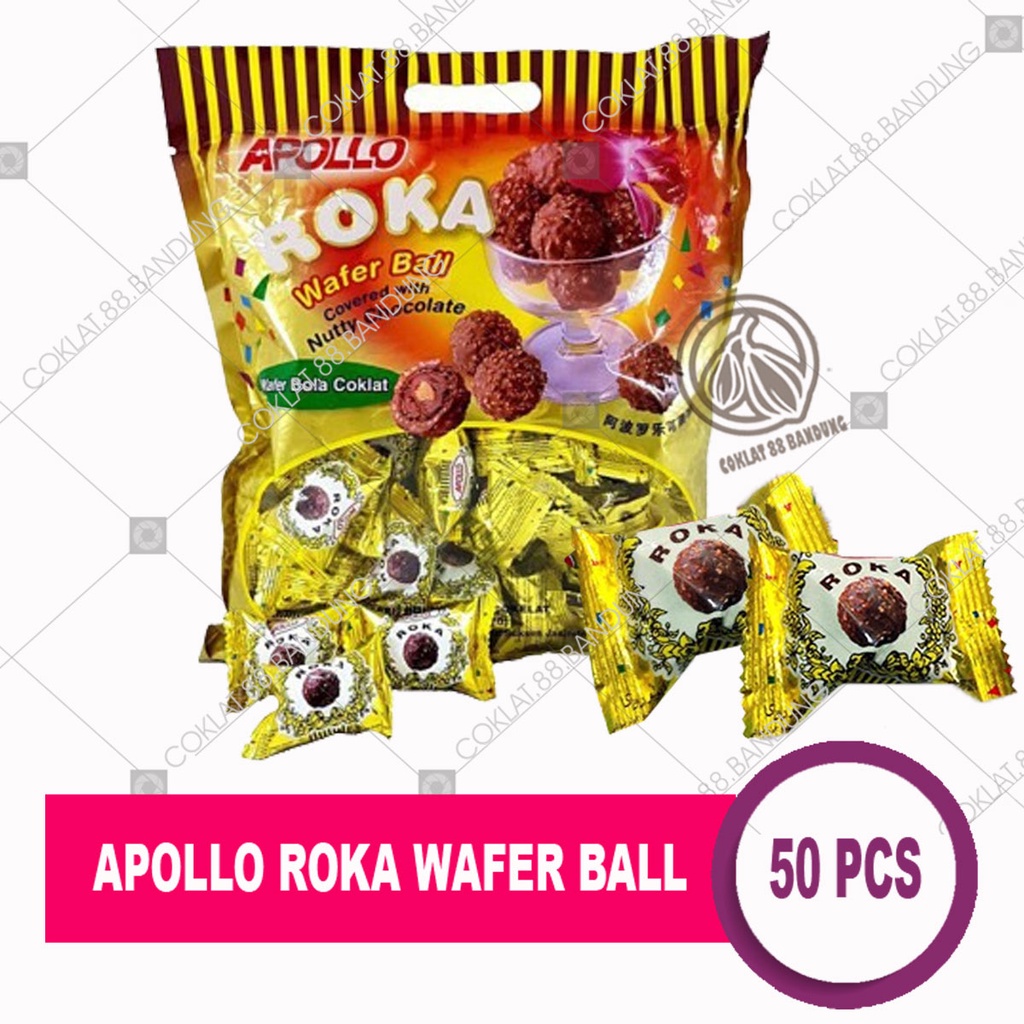 

COKLAT ROKA APOLLO ISI 50, APOLLO ROKA 50 PCS COKELAT WAFER BALL MALAYSIA IMPORT