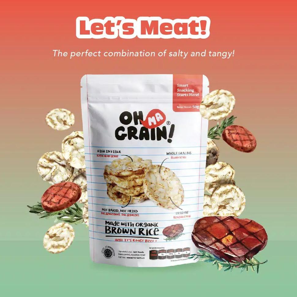 

⇙ OH MA GRAIN 50g Popped Rice Crackers - Keripik Beras Organic No MSG Cemilan Sehat Anak ㅔ