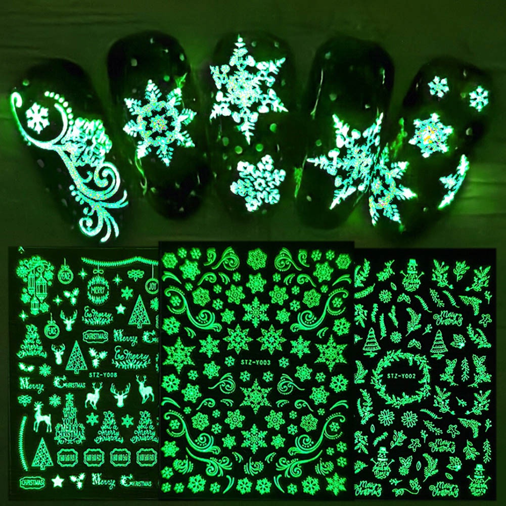 Stiker Kuku Luminous Motif Labu Pohon Halloween Untuk Pesta