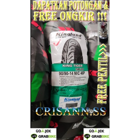BONUS PENTIL 1PCS - BAN LUAR TUBELESS TUBLES 80/90-14 KINGLAND/BAN TUBLES TUBELESS MURAH