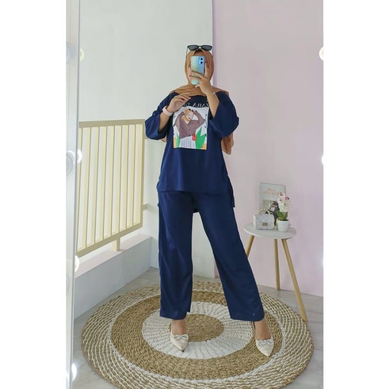 NEW BAJU VIRAL WANITA SABLON (BAJU+CELANA) SETELAN TERBARU WANITA/ ONE SET BAJU VIRAL