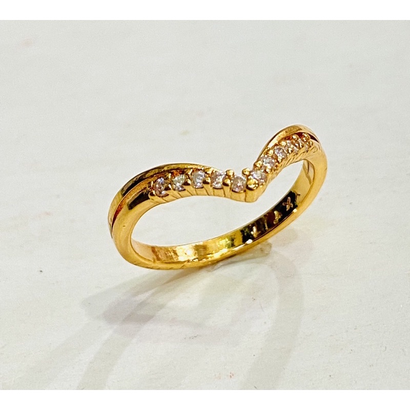 [tiara] cincin wanita / cincin lapis emas / cincin tiga kupu susun / cincin permata /replika emas