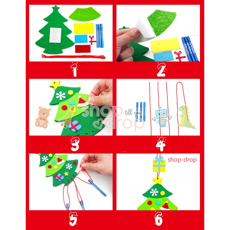 Mainan Edukasi Anak - Mainan Natal Anak - DIY Christmas Art - DIY Lonceng Angin Flannel Natal