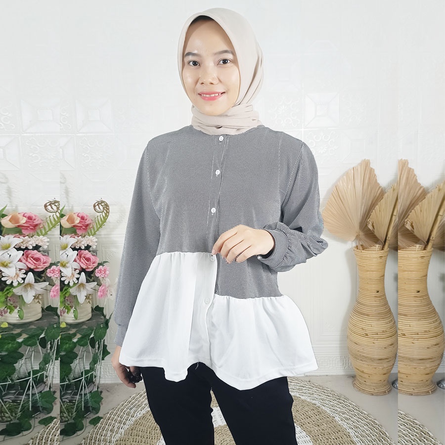 ATASAN LISTYFA KOTAK BLOUSE WANITA GL FASHION