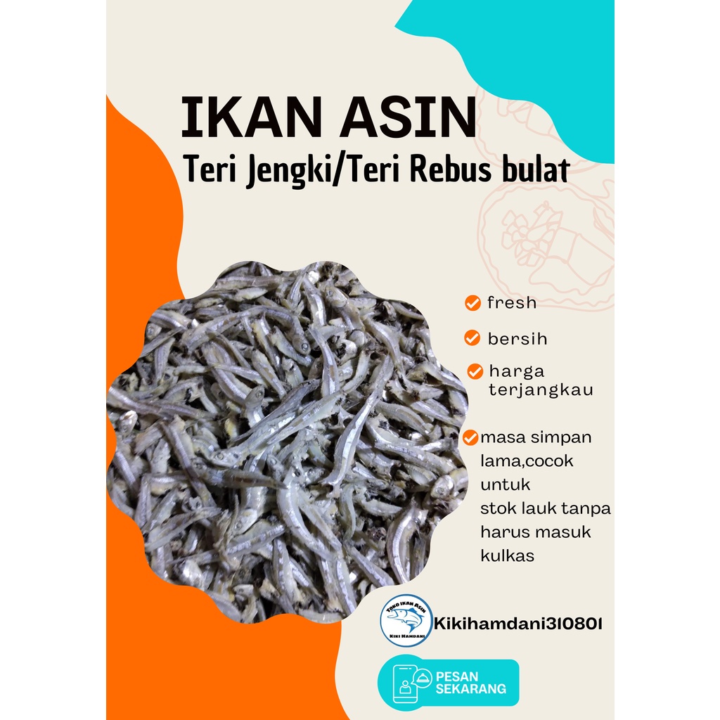 

Ikan Asin Teri Jengki Bulat/Rebus Bulat Kemasan 250gr