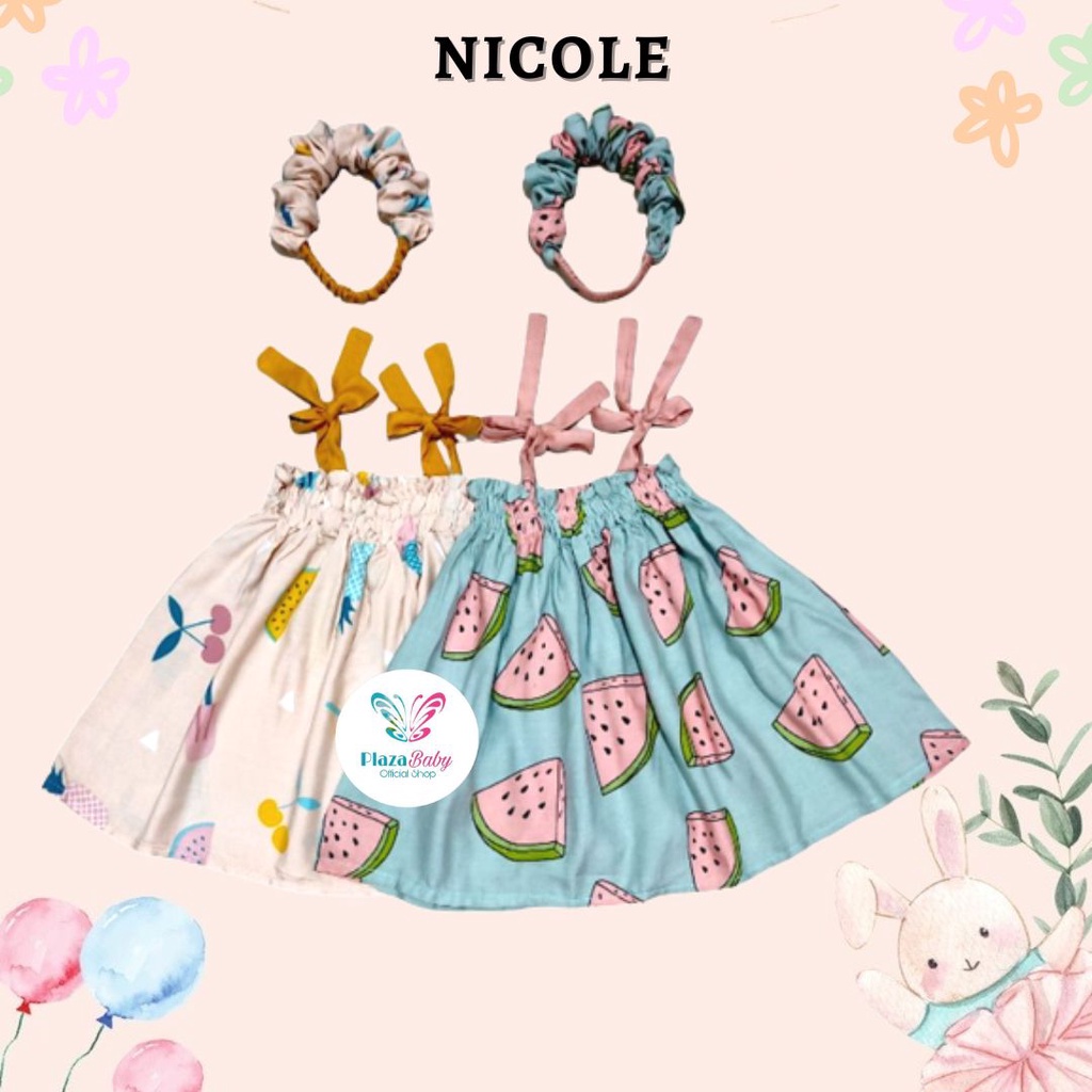 PROMO 7.7 plazababyku  NICOLE summer dress bayi rayon bonus headband scrunchie new2 BUBIBEE
