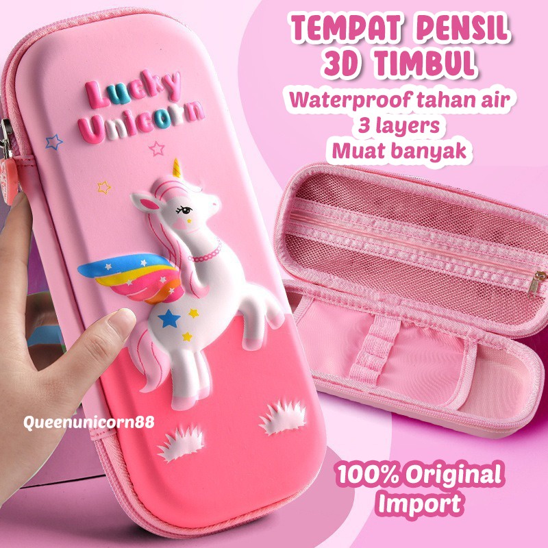 

BLINGBERRY Tempat Pensil 3D timbul Unicorn Terbang Anak Perempuan Paud Tk Kotak Pensil 3D Unicorn Kado ultah anak Berkualitas