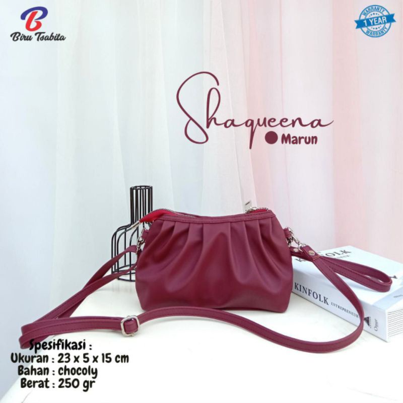 SHAQUEENA BAG BY BIRU TSABITA BAHAN CHOCOLY ANTI AIR WATERPROOF PREMIUM TALI PANJANG