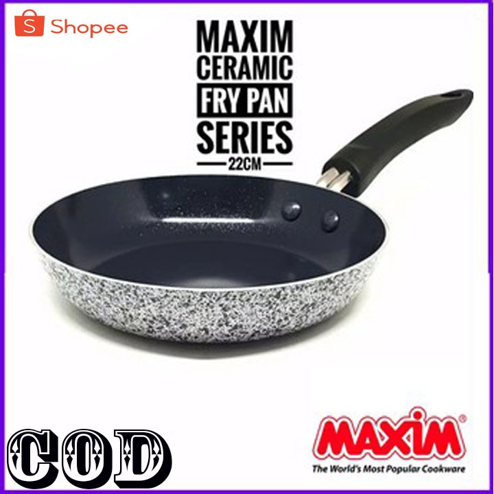 MAXIM CERAMIC WOK 30 CM TUTUP KACA ORI + 22CM FRYPAN BERGARANSI RESMI