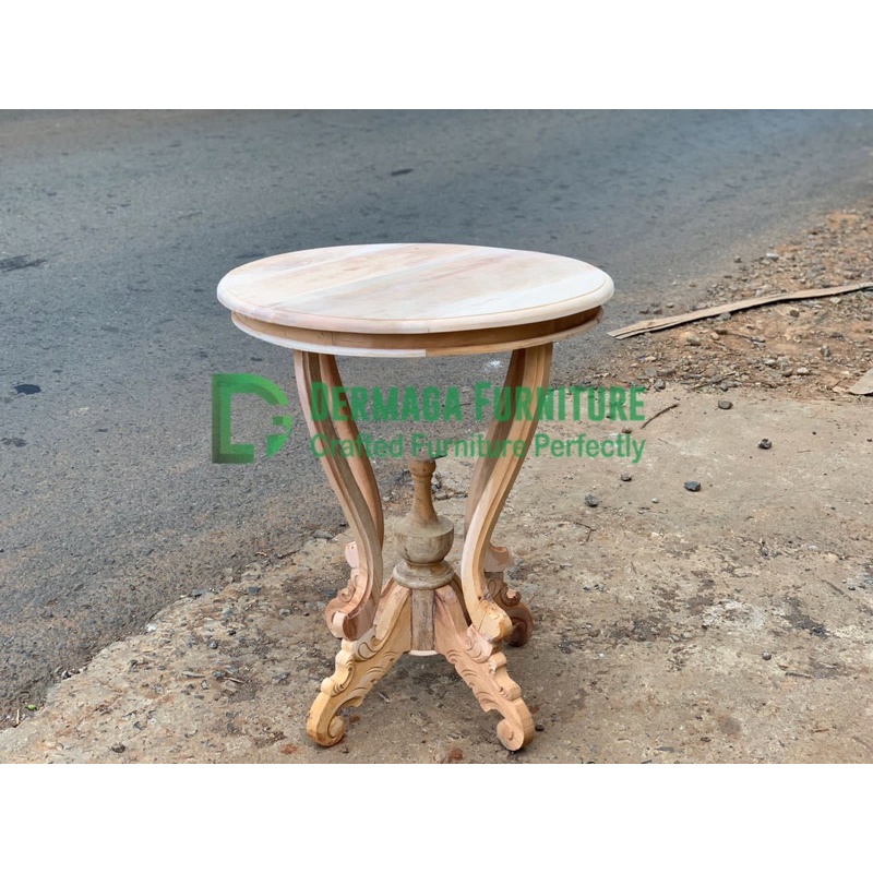 MEJA CORONG KAKI KECIL KAYU MAHONI MEJA TERAS MEJA CAFE MEJA MURAH