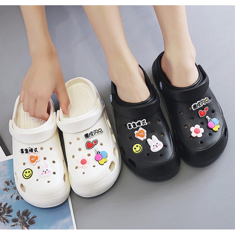 Sandal Wanita Selop Wedges Keren Kekinian Anti Slip Motif Lucu SP59