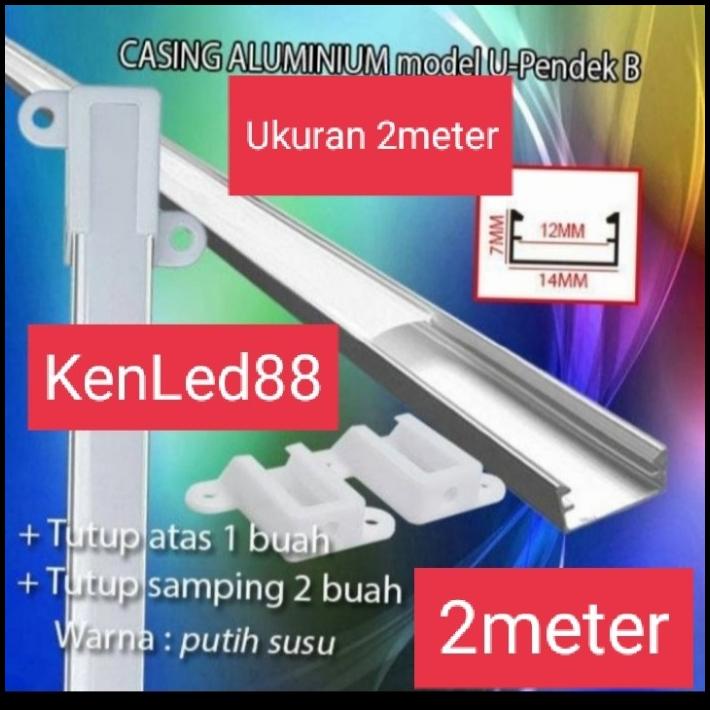 Housing Kap Alumunium Led Strip Led Bar Batang Cover Susu 2M 2Meter