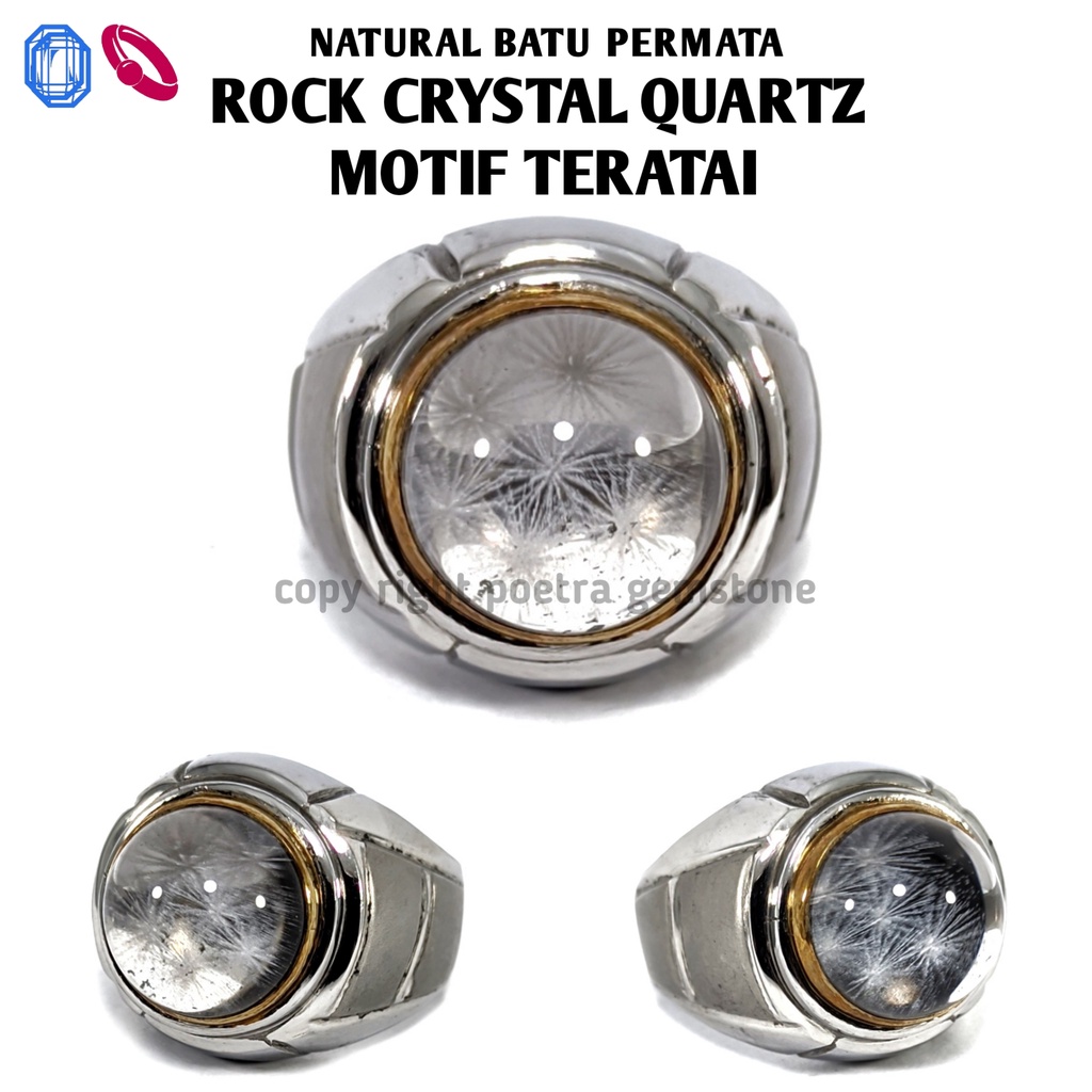 Natural Batu Permata Rock Quartz Crystal Motif Teratai RQM03