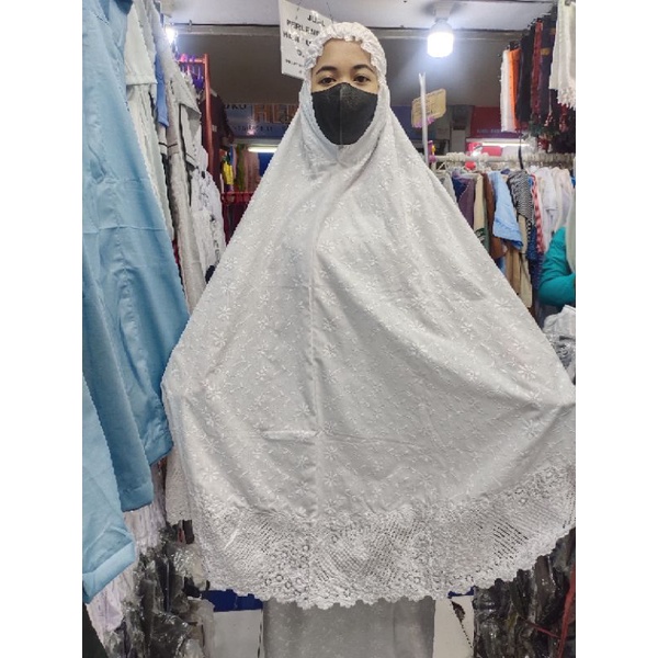 mukenah full bordir embos mukenah bordir mukenah haji umroh mukenah putih