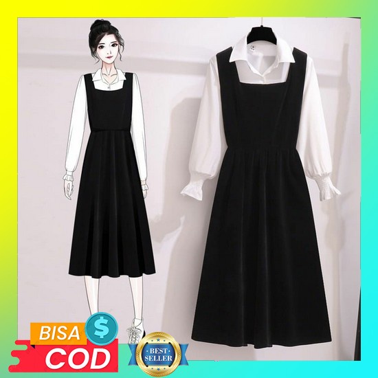 Baju Dress Wanita Remaja Dewasa Trendy Terbaru 2021 Gaun Natal Modis Pesta Imlek Kekinian Style Kore