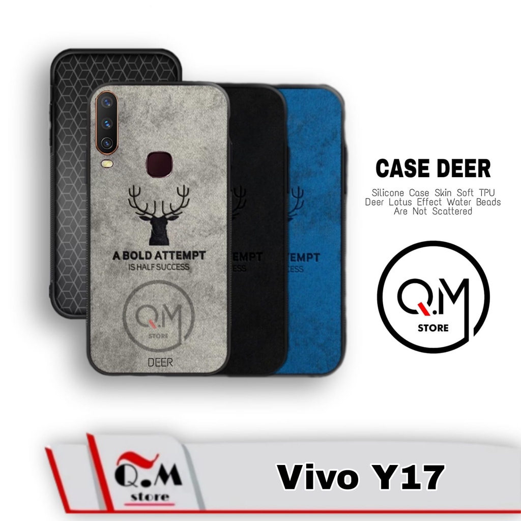 Case Deer Vivo Y17 Softcase Deer Pelindung Back Cover High Quality Bermotif  Cloth Rusa Jens