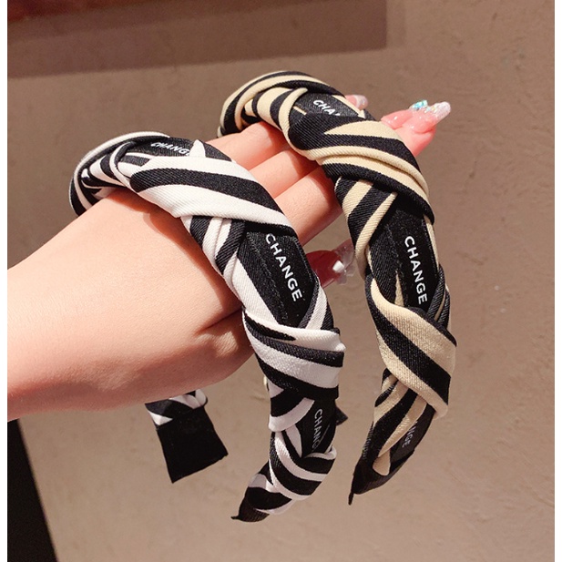 Caliloops Bando Bandana Korean Headband Wanita Dewasa Zebra Garis Amar