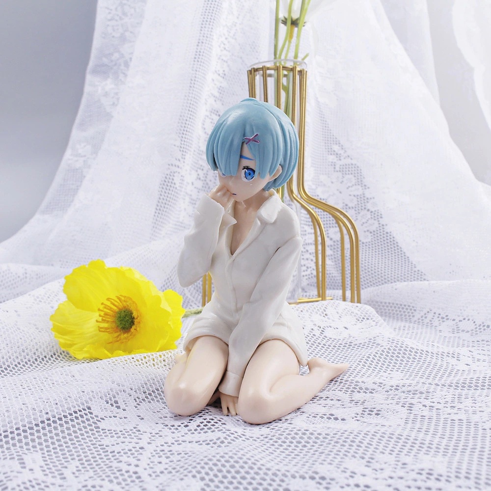 Action Figure Anime Girl Re Zero Rem Sitting Ukuran 11 CM - 20 CM | Pajangan | Patung | Blue | Pink 