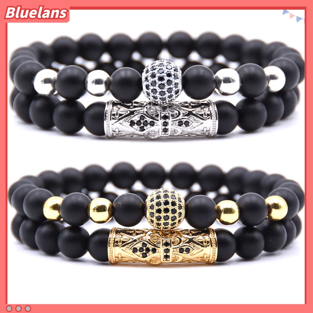 2pcs / Set Gelang Manik-Manik Bahan Alloy Tahan Korosi Untuk Pria