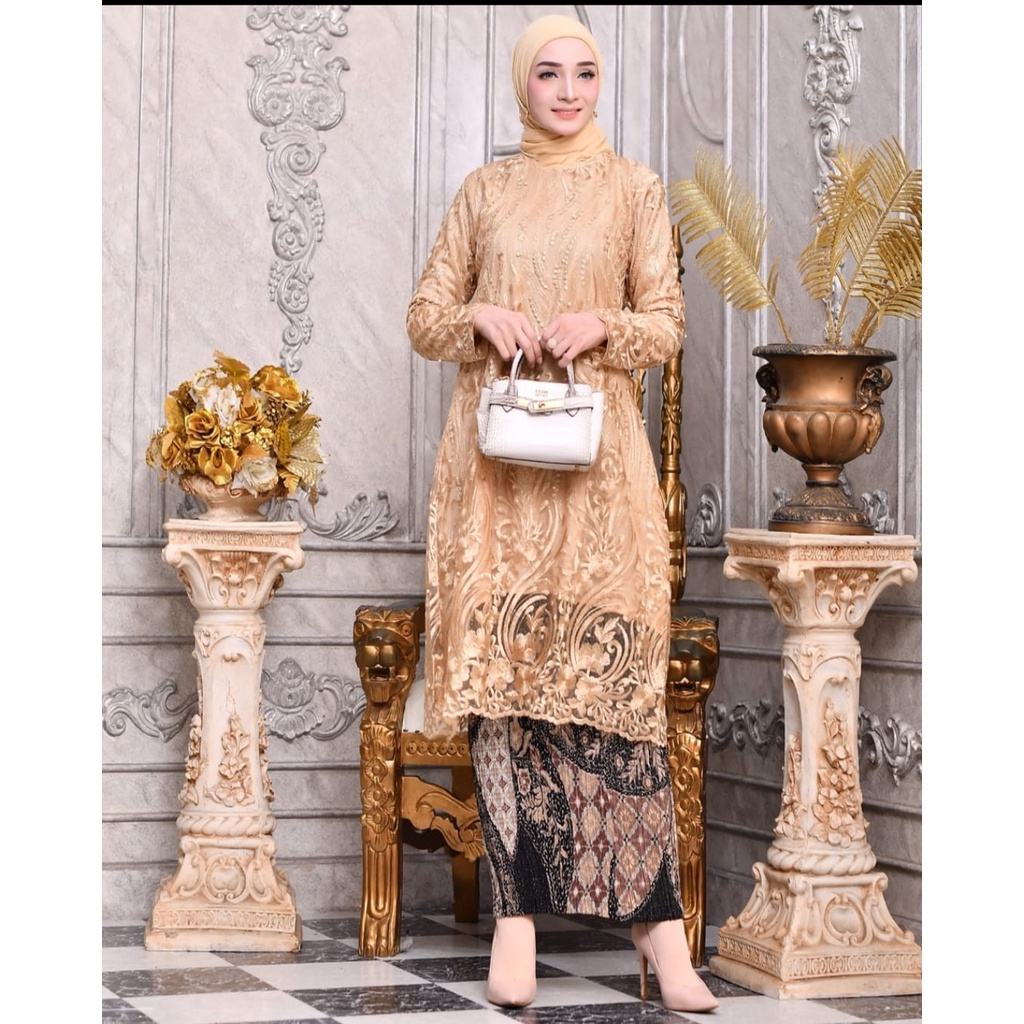 HARGA PROMO Setelan tunik tulle / kebaya murah muslim/ kebaya muslim terbaru/ setelan tunik wanita terbaru 202/ setelan kebaya tunik brokat / kebaya modern 2022/ setelan kebaya brukat tunik/ setelan kebaya long tunik