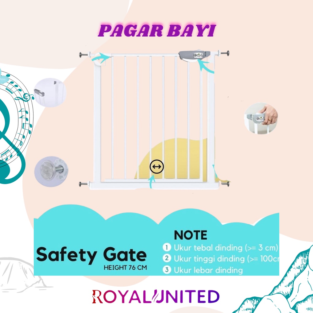 Baby Safety Gate Pressure Pintu Pagar Pengaman Pembatas Bayi Anak Tangga Dapur Kamar Mandi Safe HIGH QUALITY