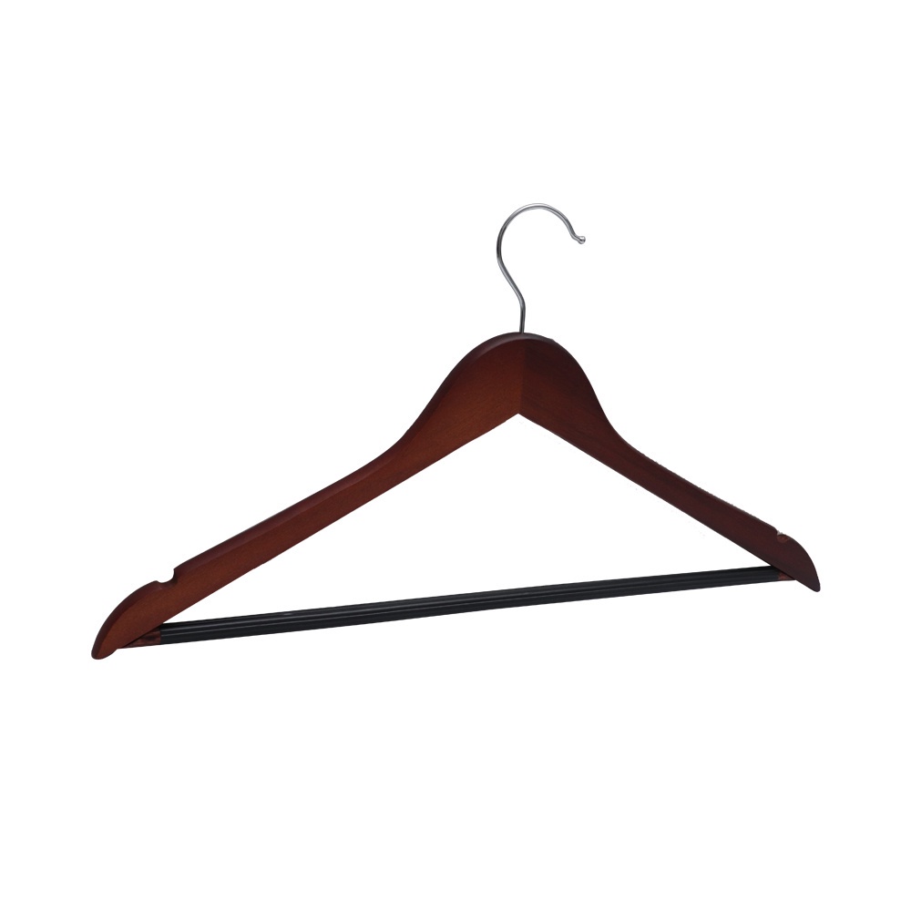 HANGER KAYU BAJU DEWASA + PALANG KAYU + WARNA COKLAT ( 1 PCS )