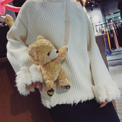 ZBH Tas Beruang Selempang Fashion Dewasa &amp; Anak Karakter Bulu Teddy Bear Premium