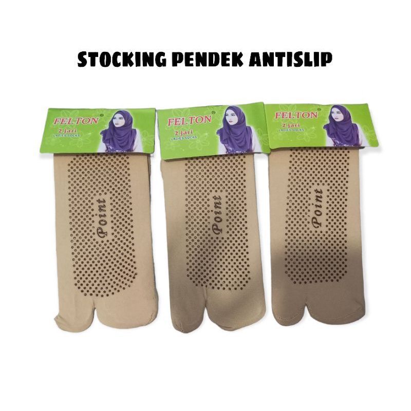 Kaos Kaki Stocking Krem Antislip Pendek || Kaos Kaki Wanita || Kaos Kaki Jempol Muslimah