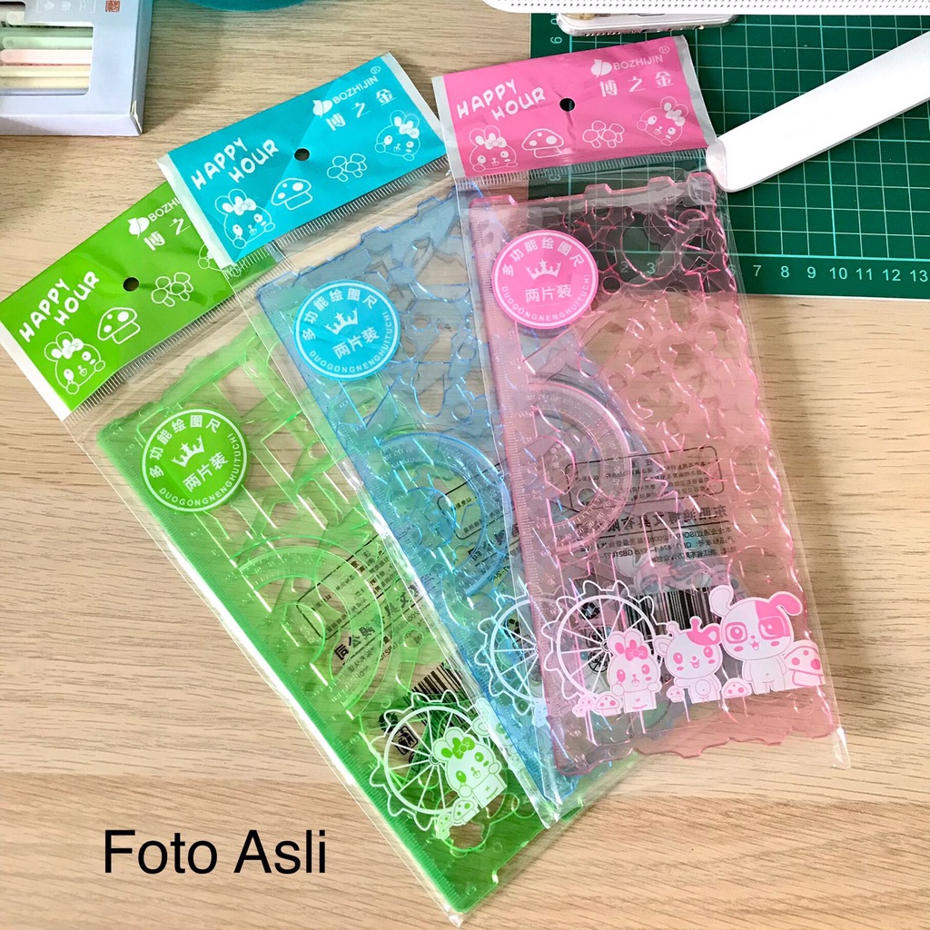 2 Pcs Penggaris Cetakan Pola Bentuk Pengaris Gambar OSM-ST0068