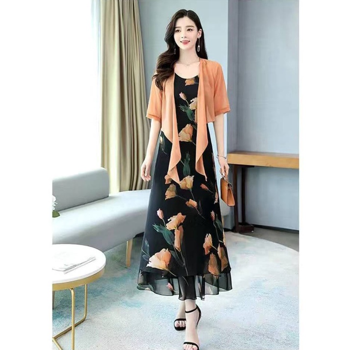 Rok Panjang Set Rok dan Cardigan Rok Korea Rok cantik gaun sifon Rok Pesta