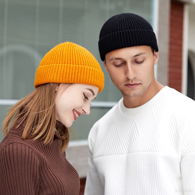 Topi Rajut Warna Solid Gaya Kasual Untuk Pria Dan Wanita