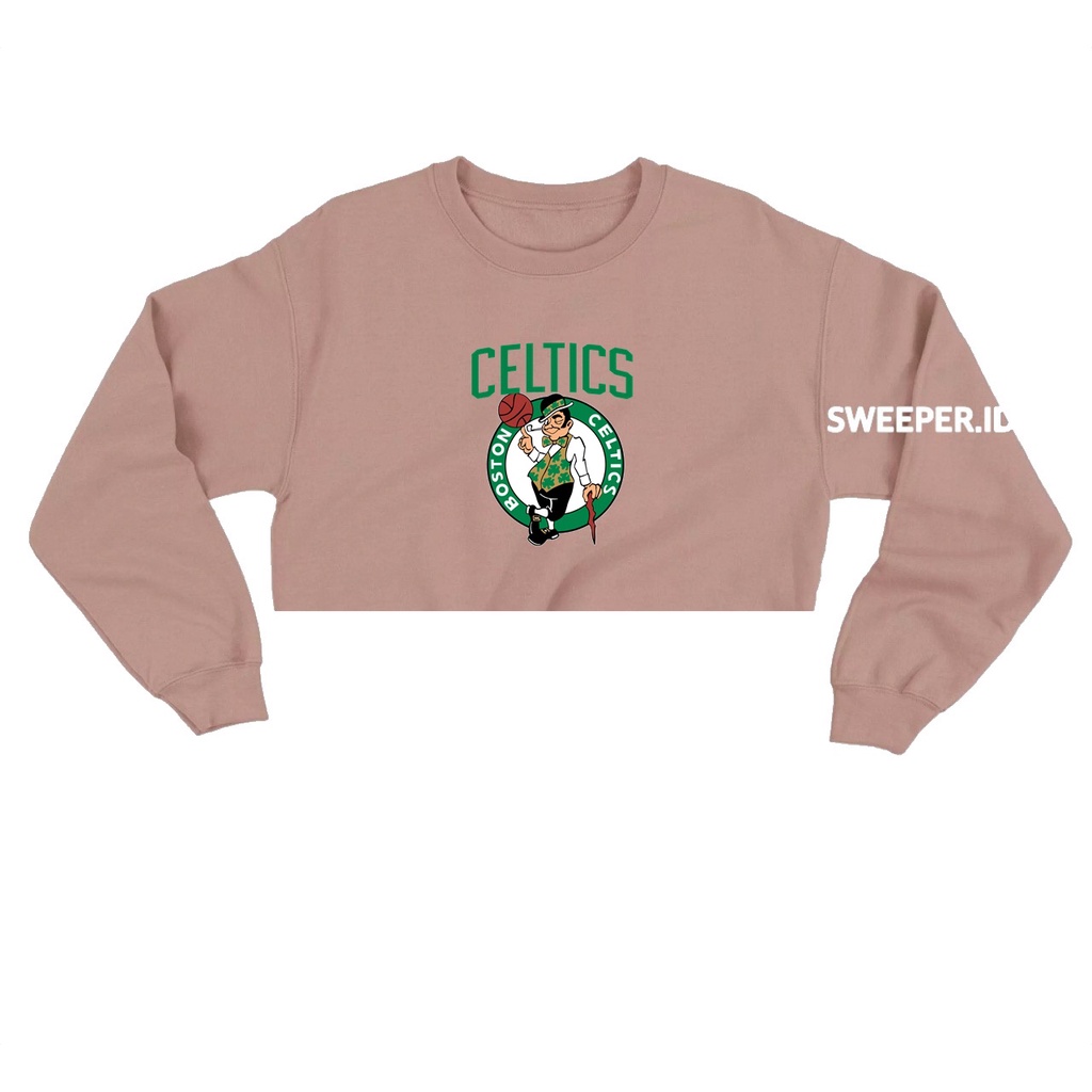 CELTICS BOSTON SWEATER CROOPE BAHAN FLEECE BAHAN FLEECE