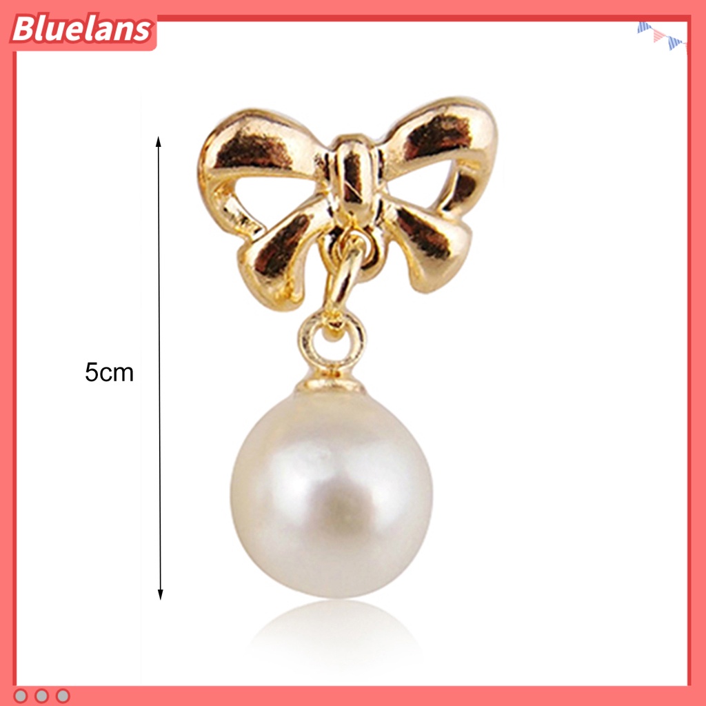 Bluelans Earrings Bowknot Faux Pearl Design Beautiful Alloy Jewelry Gift Ear Stud