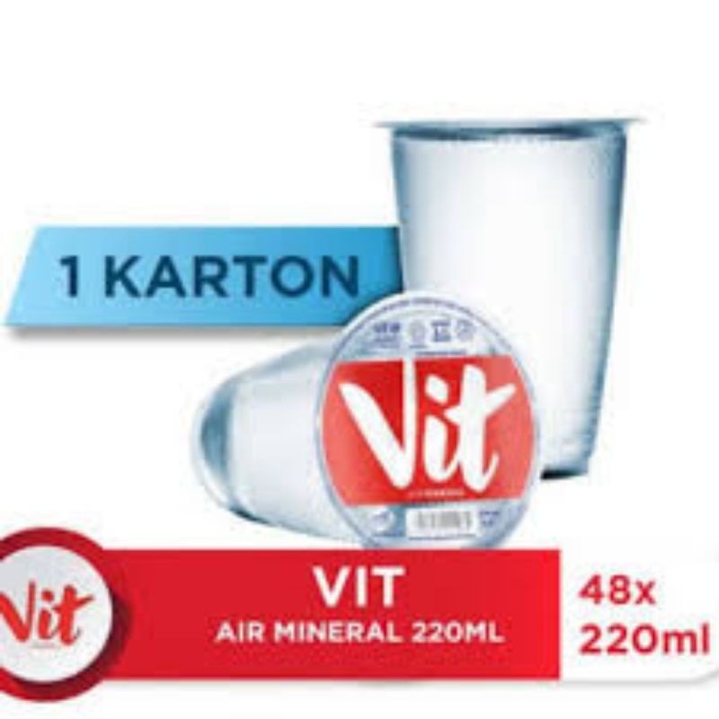 Vit air minum mineral 220 ml (1 pack =48botol ) GOJEK /GRAB ONLY