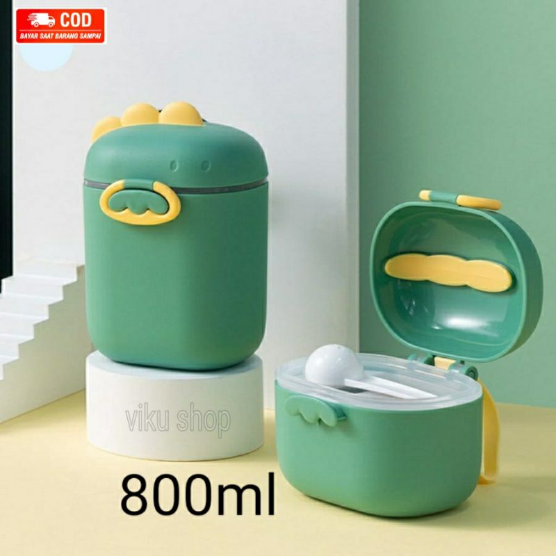 Kotak Susu Bubuk Bayi Tempat Penyimpanan Makanan Motif Dino 800 ml