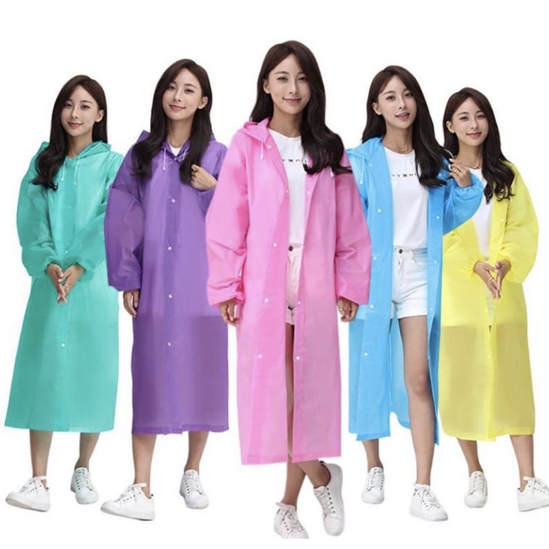 Jas Hujan Eva Lightweight Raincoat Universal Unisex Pria Wanita Plastik Mudah Dibawa Model Ponco Korea Polos ORIGINAL