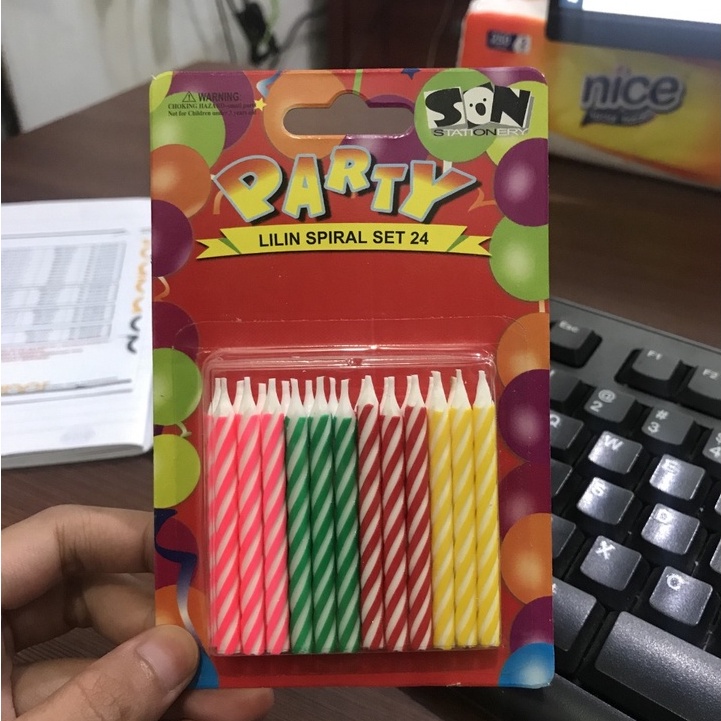 Lilin Ulang Tahun Spiral Warna Isi 24 pcs
