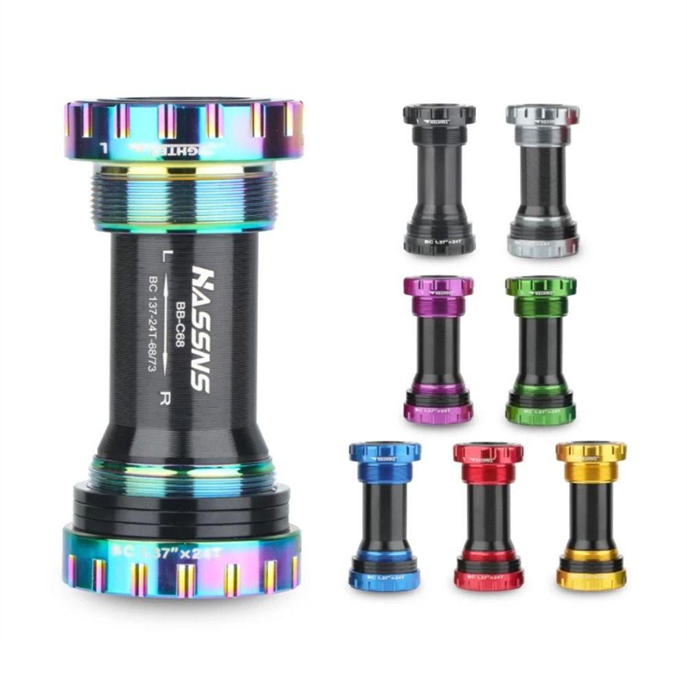 R-FLOWER Bracket Bawah Sepeda Olahraga Outdoor Sepeda Jalan Benang Motif Tengah Hollow Shaft