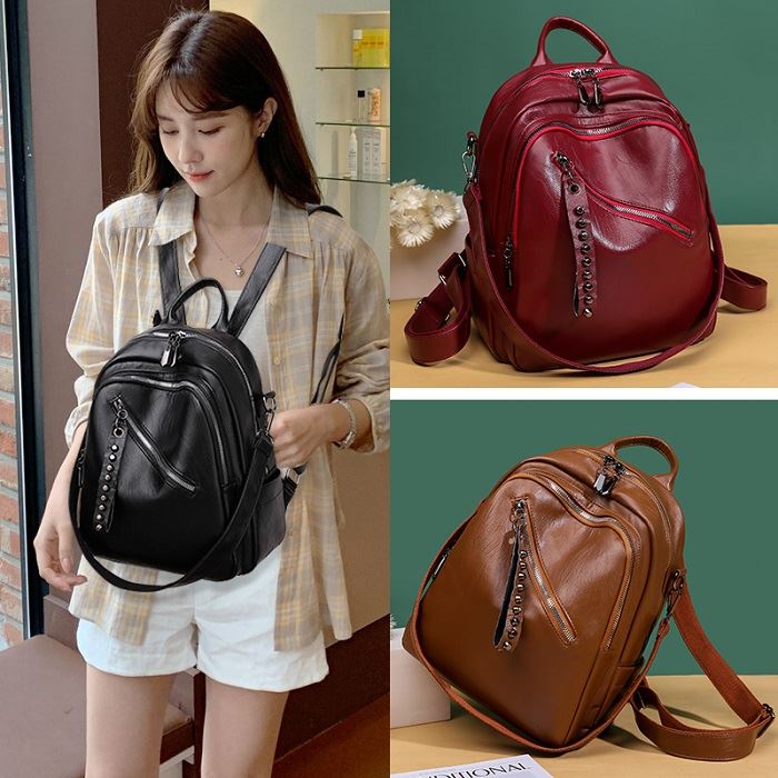 TASHAPPY JT02003 Tas RANSEL Wanita Motif Polos Ada Talpan dan Gantungan import model korea supplier tas import LT2003