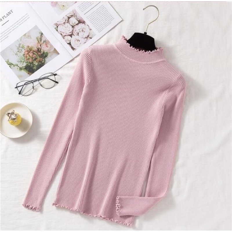 Daisy Curly Inner Knit Turtlekneck Keriwil Tangan Panjang Kerah Tinggi Dalaman Rajut Wanita